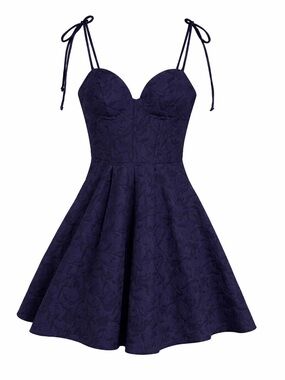 NWT Katia Rae Navy Floral Tie-Shoulder Fit & Flare Dress